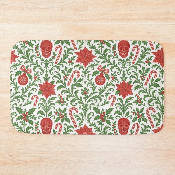 Item preview, Gothic Christmas Damask – Skulls, Poinsettia & Candy Canes designed and sold by cabuks.