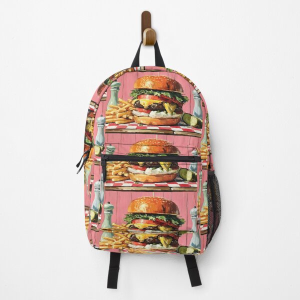 Item preview, Classic Diner Nostalgic Cheeseburger Feast with Crispy Fries and Pepper Mill Charm designed and sold by OlfactoART Studio.