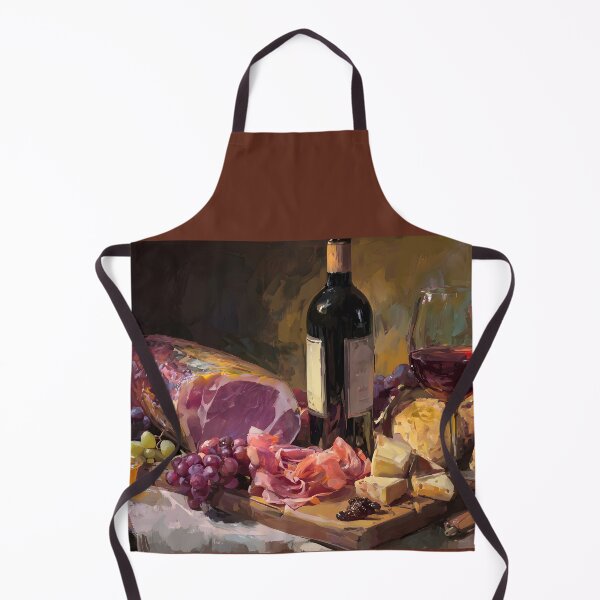 Item preview, Rustic Gourmet Spread with Cured Meats, Cheeses, Bread, and Red Wine Elegance designed and sold by OlfactoART Studio.