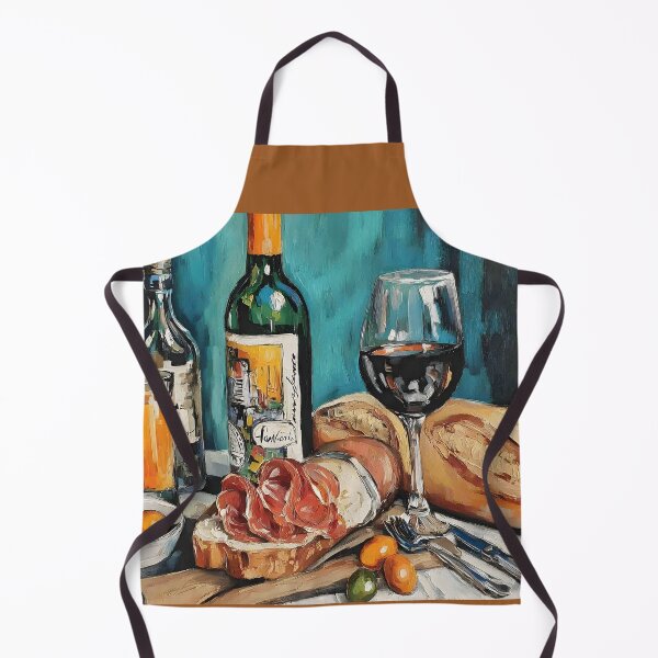 Item preview, Rustic Wine and Charcuterie Scene with Bread, Cured Meats, and Fresh Fruits designed and sold by OlfactoART Studio.