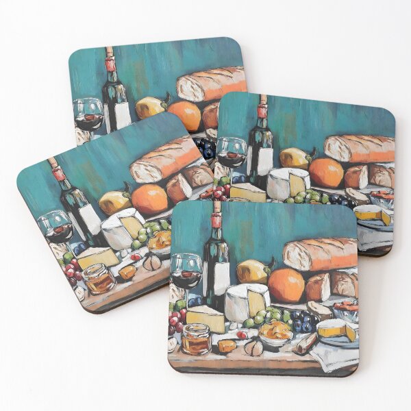 Item preview, Celebrate a Gourmet Spread of Cheeses, Fresh Bread, Wine, Grapes, and Seasonal Fruits designed and sold by OlfactoART Studio.