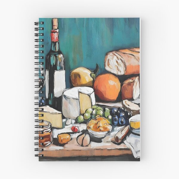 Item preview, Celebrate a Gourmet Spread of Cheeses, Fresh Bread, Wine, Grapes, and Seasonal Fruits designed and sold by OlfactoART Studio.