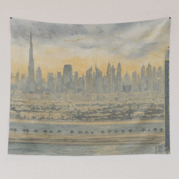 Item preview, Dubai Skyline Watercolor designed and sold by thehaywirehoney.
