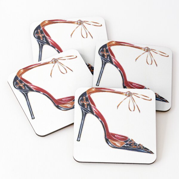 Item preview, Burnt Sienna Royal Blue Manolo Blahnik Heels Shoe Advert designed and sold by ninetiestore.