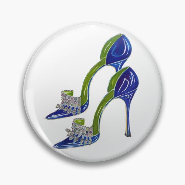 Item preview, Indian Blue Sapphire Manolo Blahnik Vintage Shoe Illustration designed and sold by ninetiestore.