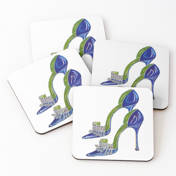 Item preview, Indian Blue Sapphire Manolo Blahnik Vintage Shoe Illustration designed and sold by ninetiestore.