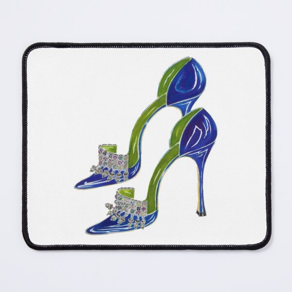 Item preview, Indian Blue Sapphire Manolo Blahnik Vintage Shoe Illustration designed and sold by ninetiestore.