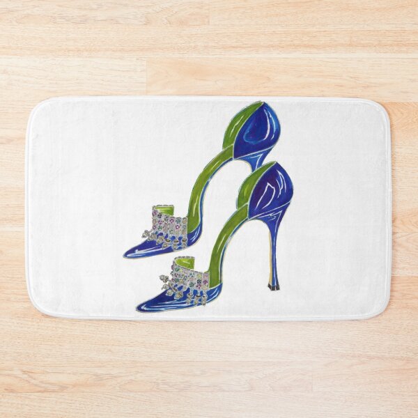 Item preview, Indian Blue Sapphire Manolo Blahnik Vintage Shoe Illustration designed and sold by ninetiestore.