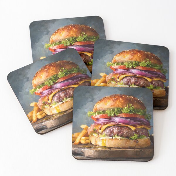 Item preview, Indulge in a Gourmet Burger with Melting Cheese, Fresh Veggies, and Crispy Fries designed and sold by OlfactoART Studio.