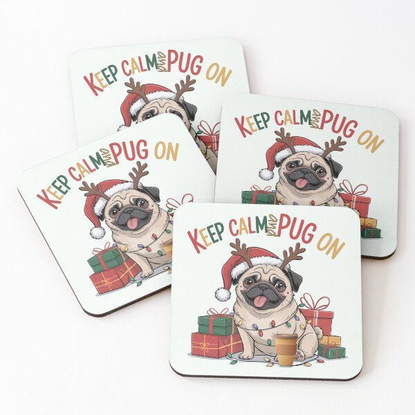 Item preview, Christmas Pug Keep Calm and Pug On Funny designed and sold by Cute & Sassy Custom Gifting Boutiques.