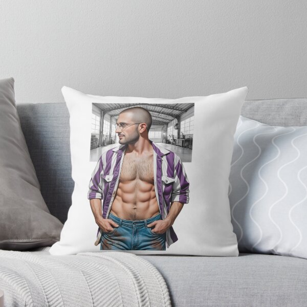 Item preview, Handsome guy in jeans in cartoon garage designed and sold by Museum Of Non-Existing Art.