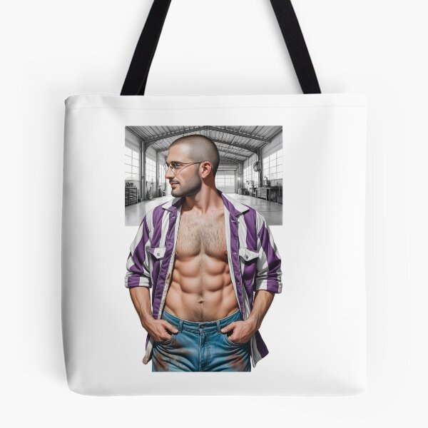 Item preview, Handsome guy in jeans in cartoon garage designed and sold by Museum Of Non-Existing Art.