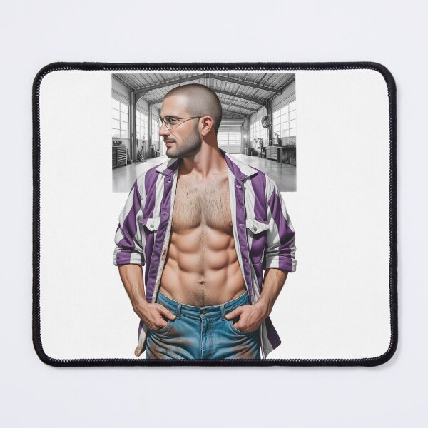 Item preview, Handsome guy in jeans in cartoon garage designed and sold by Museum Of Non-Existing Art.