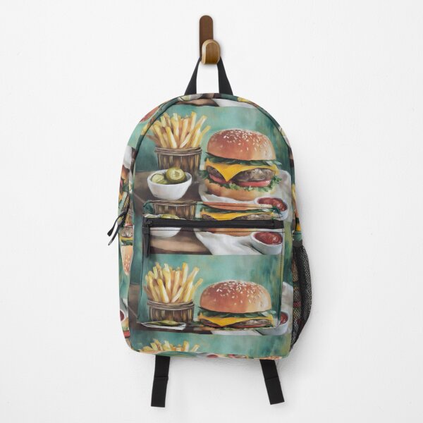 Item preview, Savor a Juicy Cheeseburger with Crispy Fries, Tangy Pickles, and Ketchup Delight designed and sold by OlfactoART Studio.