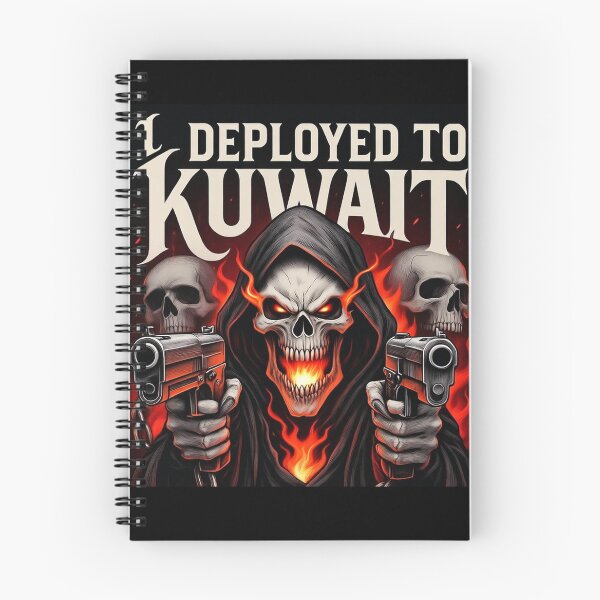 Item preview, I Deployed to Kuwait – Military Veteran Dark Humor Flaming Skull Design designed and sold by LowDownGraphics.