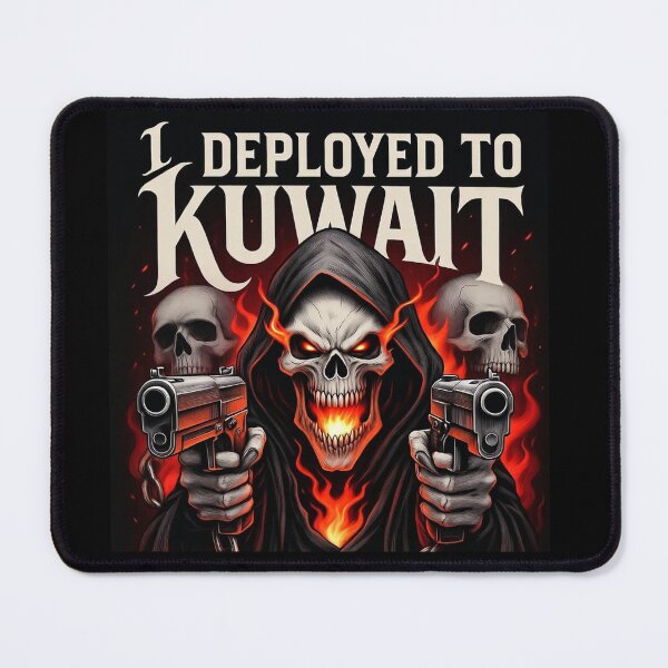 Item preview, I Deployed to Kuwait – Military Veteran Dark Humor Flaming Skull Design designed and sold by LowDownGraphics.