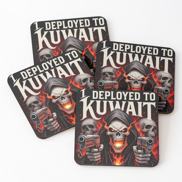 Item preview, I Deployed to Kuwait – Military Veteran Dark Humor Flaming Skull Design designed and sold by LowDownGraphics.