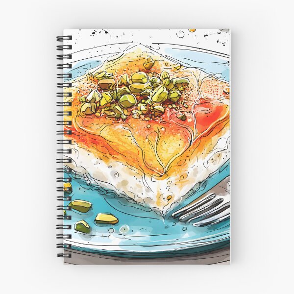 Item preview, Delight in Pistachio-Topped Kunafa with a Fork Ready and Turkish Tea Nearby designed and sold by OlfactoART Studio.