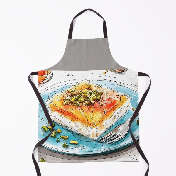 Item preview, Delight in Pistachio-Topped Kunafa with a Fork Ready and Turkish Tea Nearby designed and sold by OlfactoART Studio.