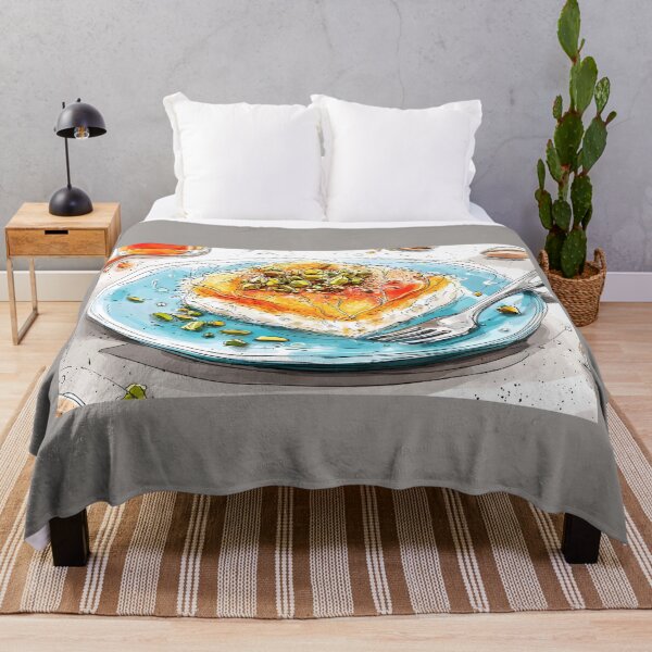 Item preview, Delight in Pistachio-Topped Kunafa with a Fork Ready and Turkish Tea Nearby designed and sold by OlfactoART Studio.