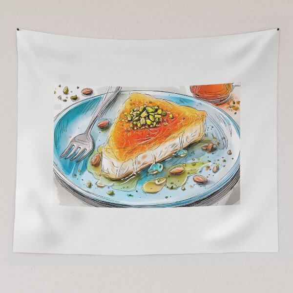 Item preview, Dive into a Pistachio-Topped Knafeh Drizzled with Sugar Syrup and Surrounded by Almonds designed and sold by OlfactoART Studio.