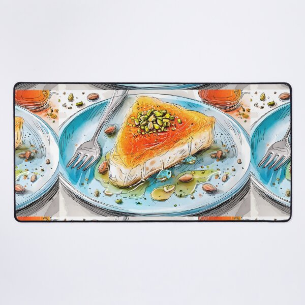 Item preview, Dive into a Pistachio-Topped Knafeh Drizzled with Sugar Syrup and Surrounded by Almonds designed and sold by OlfactoART Studio.