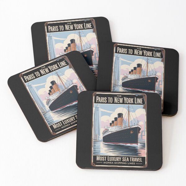 Item preview, Paris to New York Shipping lines - retro metal plate advertising designed and sold by Museum Of Non-Existing Art.