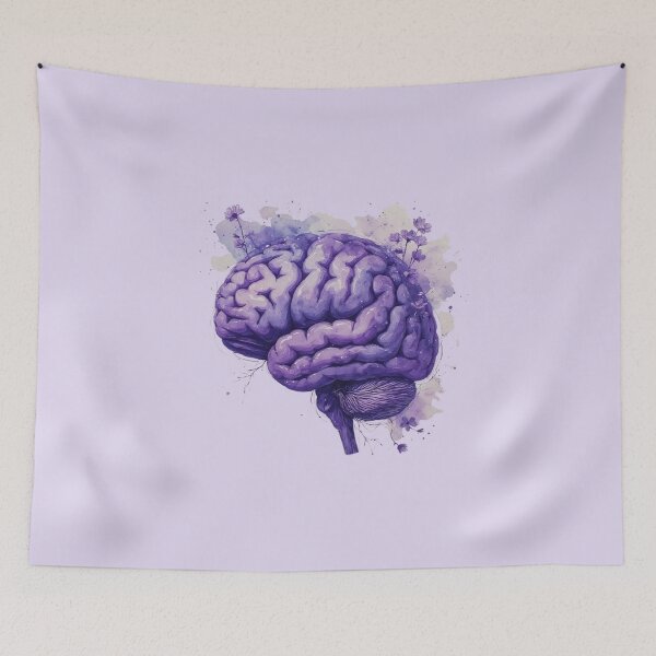 Item preview, Blooming Purple Floral Brain Anatomy – Side View Watercolor Art designed and sold by EmeraldeaArt.