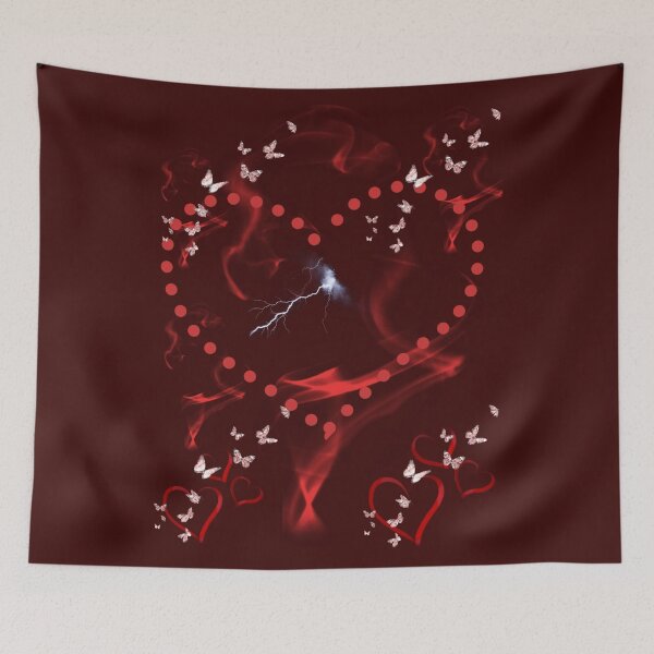 Item preview, Electric Love Smoke Aesthetic - Red Butterfly Heart Lightning Dramatic Design designed and sold by Elhelaly.