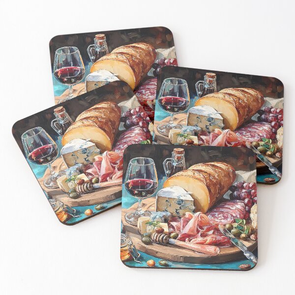Item preview, Delight in a Curated Charcuterie Board with Cheeses, Meats, Fruits, and Red Wine designed and sold by OlfactoART Studio.