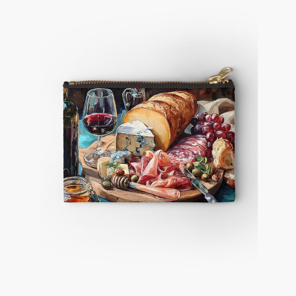 Item preview, Delight in a Curated Charcuterie Board with Cheeses, Meats, Fruits, and Red Wine designed and sold by OlfactoART Studio.