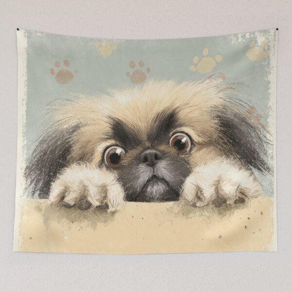 Item preview, Pekingese Peeking over Wall 01 designed and sold by Elisabeth Lucas.