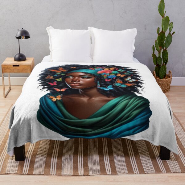 Item preview, Majestic Bloom | Melanin Queen with Teal Scarf and Bright Butterflies designed and sold by Lulunza.