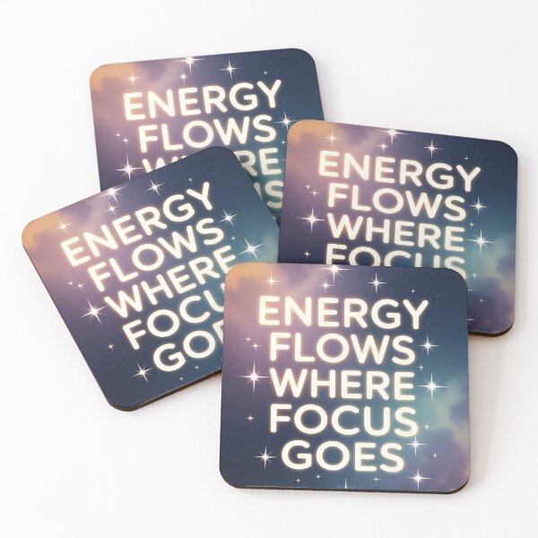 Item preview, Motivational quote about energy flow in a starry cosmic background designed and sold by SpaceartLilu.