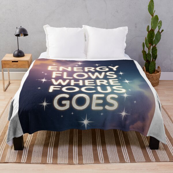 Item preview, Motivational quote about energy flow in a starry cosmic background designed and sold by SpaceartLilu.