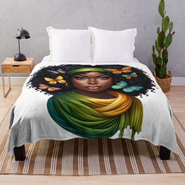 Item preview, Lush Harmony | African Beauty with Green Scarf and Butterflies designed and sold by Lulunza.