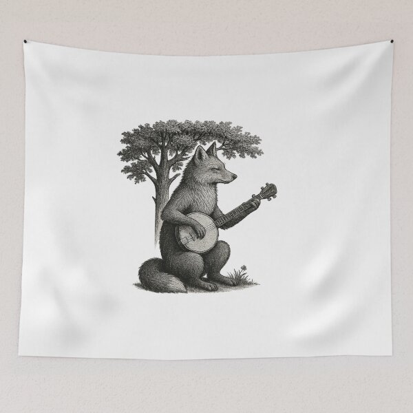Item preview, Banjo Fox – Woodland Folk Music Art designed and sold by --RG-Designs--.