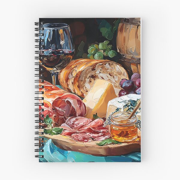 Item preview, Enjoy a Rustic Feast with Red Wine, Cheeses, Cured Meats, Grapes, and Fresh Bread designed and sold by OlfactoART Studio.
