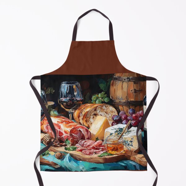 Item preview, Enjoy a Rustic Feast with Red Wine, Cheeses, Cured Meats, Grapes, and Fresh Bread designed and sold by OlfactoART Studio.