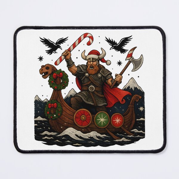 Item preview, Nordic Christmas Warrior – Viking on a Dragon Boat designed and sold by Playful-Monster.