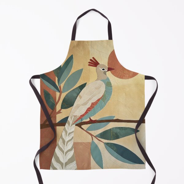Item preview, Regal Peacock – Minimal Tropical Bird with Soft Botanical Leaves designed and sold by WabiSabiSjak.