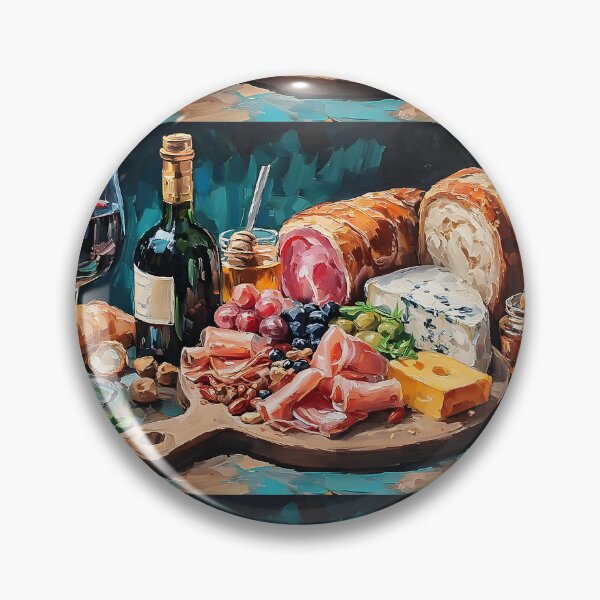 Item preview, Savor a Rustic Charcuterie Board with Cheeses, Meats, Fruits, Honey, and Red Wine designed and sold by OlfactoART Studio.