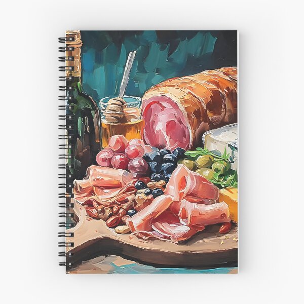 Item preview, Savor a Rustic Charcuterie Board with Cheeses, Meats, Fruits, Honey, and Red Wine designed and sold by OlfactoART Studio.