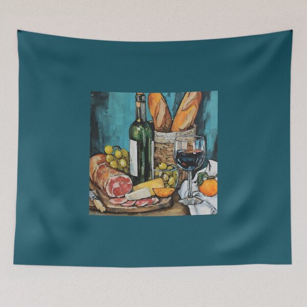 Item preview, Celebrate Charcuterie with Wine, Cheese, Cured Meats, Fresh Bread, and Vibrant Fruits designed and sold by OlfactoART Studio.
