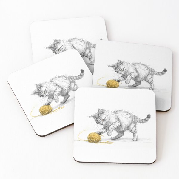 Item preview, Playful Cat With Yarn | Cute Kitty Illustration for Cat Lovers designed and sold by Customprinthub1.