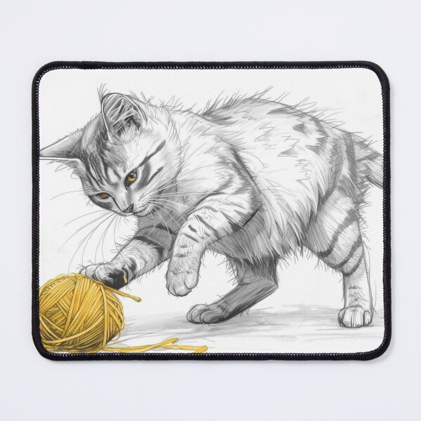 Item preview, Playful Cat With Yarn | Cute Kitty Illustration for Cat Lovers designed and sold by Customprinthub1.