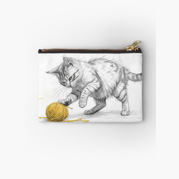 Item preview, Playful Cat With Yarn | Cute Kitty Illustration for Cat Lovers designed and sold by Customprinthub1.