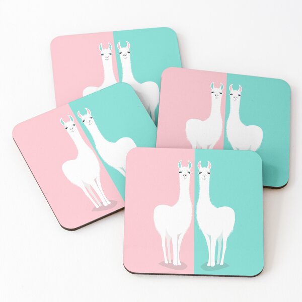 Item preview, TWO STANDING LLAMA ON PINK AND BLUE designed and sold by Jean Gregory Evans.