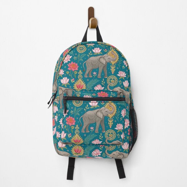 Item preview, Elephants with raised trunks surrounded by lotus flowers . designed and sold by Lucky 777.