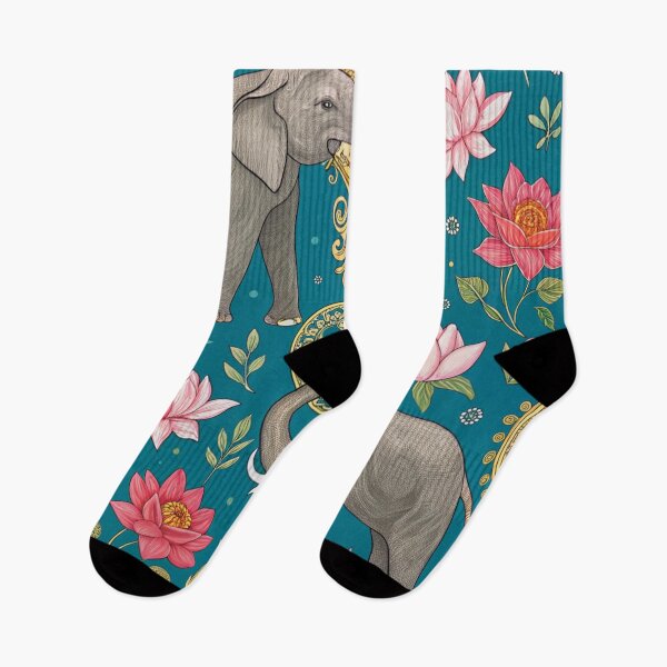 Item preview, Elephants with raised trunks surrounded by lotus flowers . designed and sold by Lucky 777.